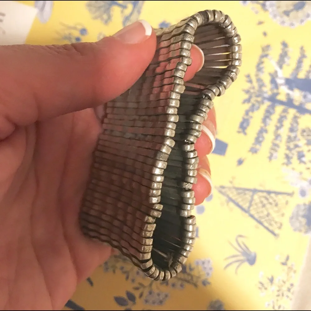Artisan Silver Stretch Cuff Bracelet Boho Unique Artsy